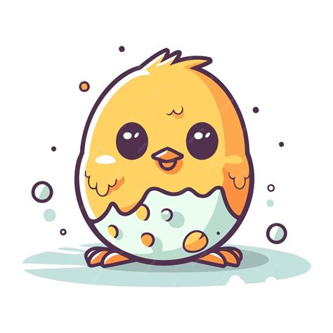 Premium Vector Cute Little Chicken With Egg Vector Illustration In