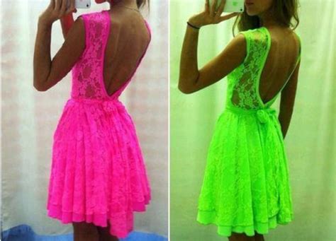 Neon Pink And Green Lace Dress Mystyle Pinterest