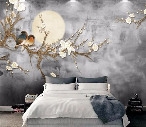 Beibehang Custom Wallpaper Chinese Style Strokes Flower Bird Wall Background Living Room Bedroom