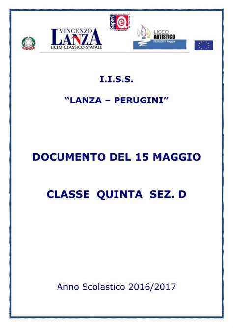 PDF DOCUMENTO DEL 15 MAGGIO CLASSE Lanza Perugini Gov Itlanza