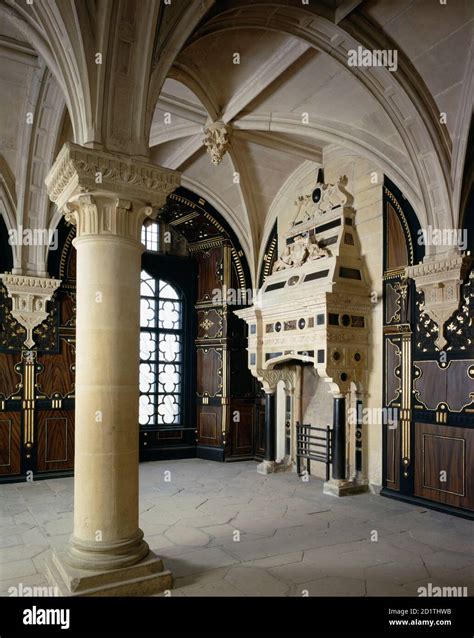 BOLSOVER CASTLE, Derbyshire. Interior view. The Pillar Parlour Stock ...