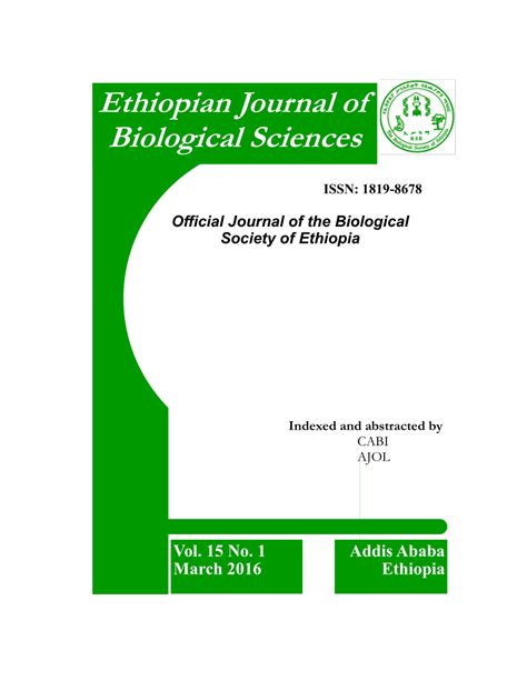 Pdf Ethiopian Journal Of Biological Sciences Performance Evaluation