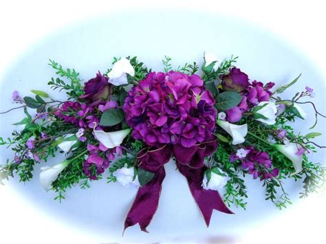 Silk Floral Swag On Artificial Boxwood Base With Purple Etsy Calla