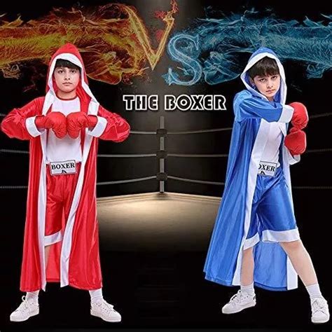 Disfraz De Boxeador Para Niños Rojo Azul Cosplay De Boxea en venta