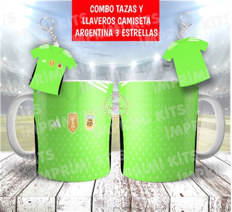 Combo Plantillas Tazas Y Llaveros Camiseta 3 Estrellas Titular Suplente