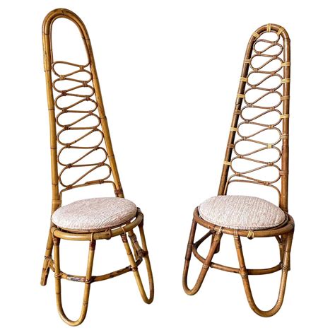 Pair Of Rounded Back Bamboo And Rattan Armchairs At Stdibs