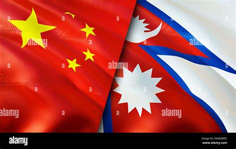 China And Nepal Flags 3d Waving Flag Design China Nepal Flag Picture