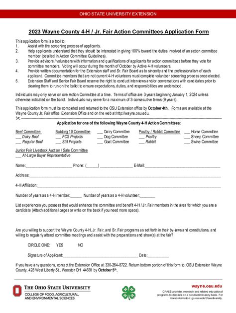 Fillable Online Wayne Osu H Advisory Committee Application Form