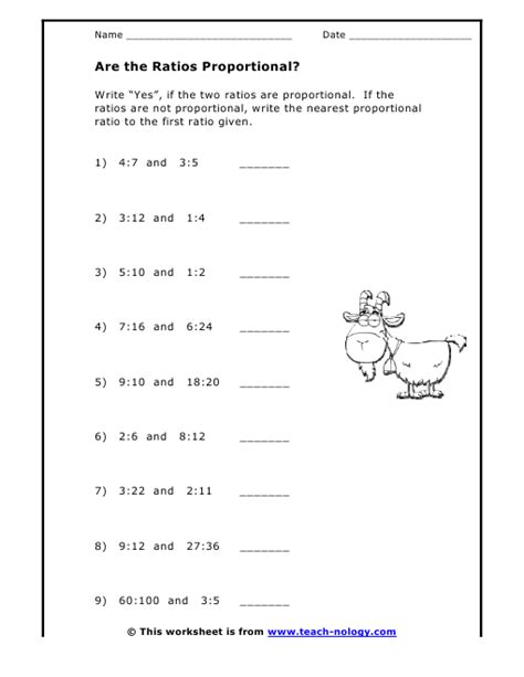 Ratios And Proportions Worksheet Answer Key