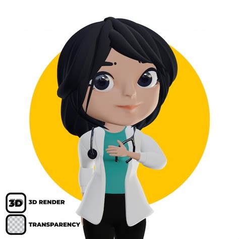 3d lindo terno médico feminino estetoscópio PSD Premium