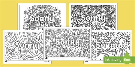 Free Sonny Mindfulness Name Colouring Activity Twinkl