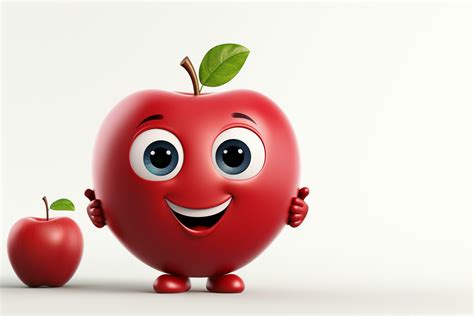 D Illustration Of Red Apple Cartoon Character With Arms And Legs