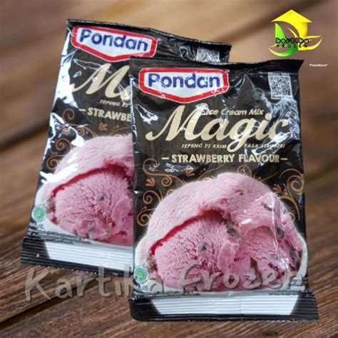 PONDAN MAGIC Ice Creamy Mix Rasa VANILA STRAWBERRY WITH CHOCO CHIP