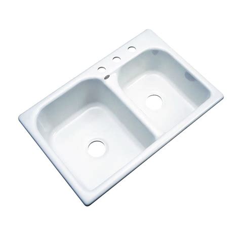 Thermocast Cambridge Drop In Acrylic 33 In 3 Hole Double Bowl Kitchen