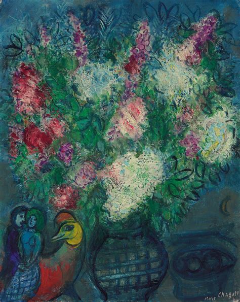 Marc Chagall 1887 1985 Fleurs Dans Un Vase à Carreaux 20th