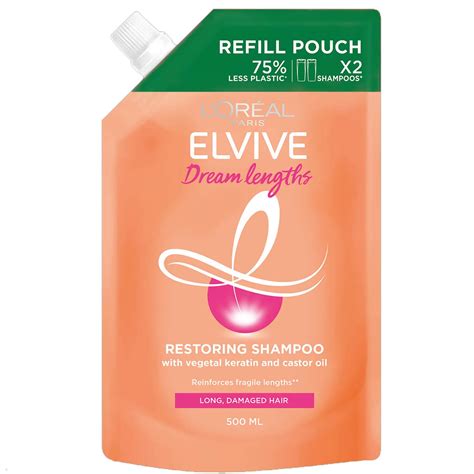 L Oréal Paris Elvive Dream Lengths Long Hair Shampoo Refill Pouch 500ml