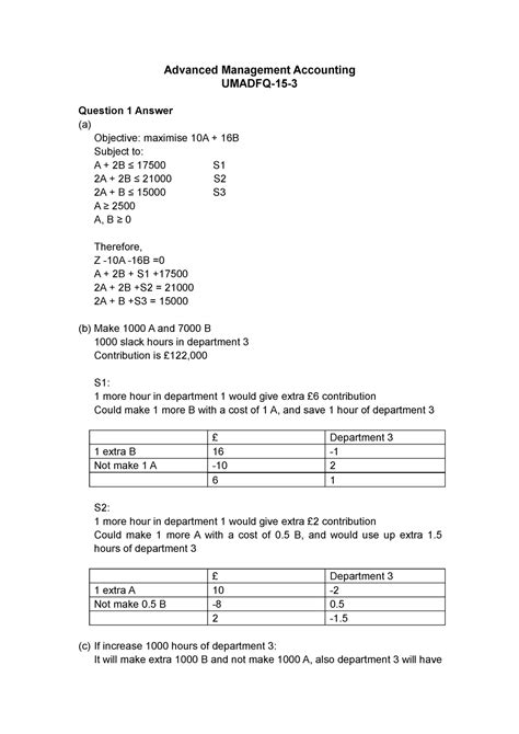 Advanced Management Accounting 2020 Exam Solution Advanced Management Accounting Umadfq 15