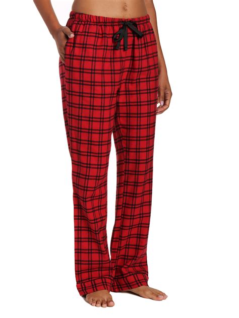 Womens 100 Cotton Lightweight Flannel Lounge Pants Checks Red Black