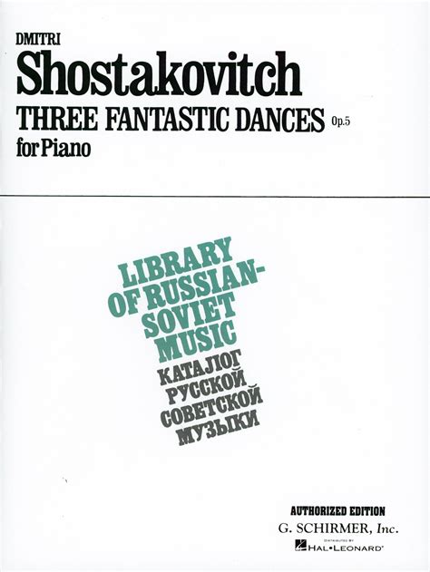 Shostakovich 3 Fantastic Dances Op 5 Ficks Music