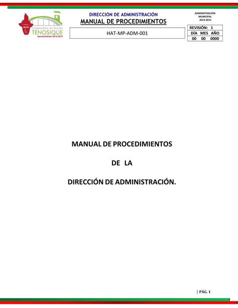 Pdf Manual De Procedimientos De La Direcci N De Tenosique Gob Mx