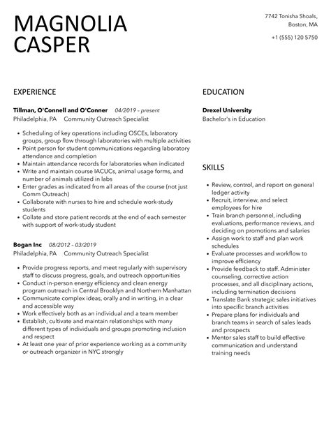 Community Outreach Specialist Resume Samples Velvet Jobs