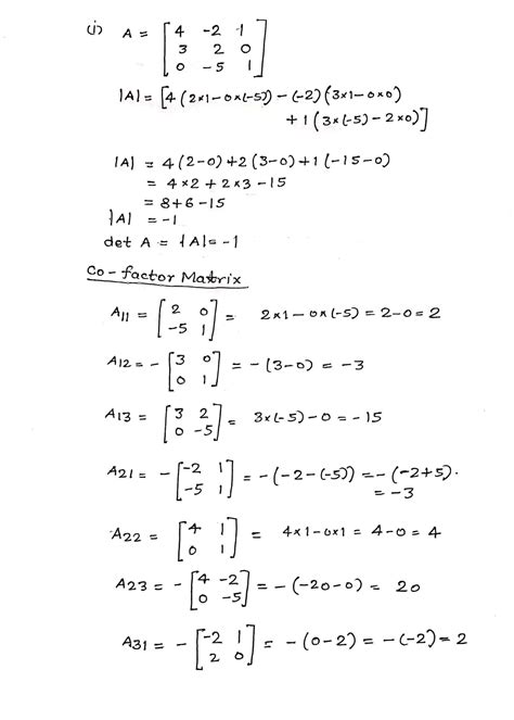 Solved Find The Inverse Of The Following Matrices Using The Cofactor