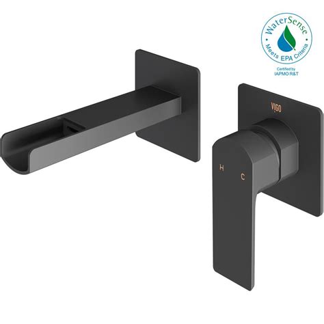 Vigo Atticus Single Handle Wall Mount Bathroom Faucet In Matte Black Vg05005mb The Home Depot