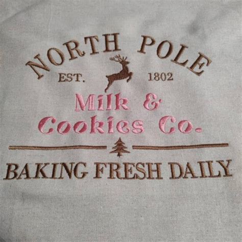 North Pole Milk And Cookies Co Embroidery Design Embroideres Studio