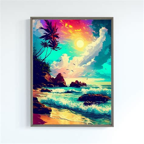 Tropical Summer Wall Art Home Decor Art Print Digital Download Beach ...