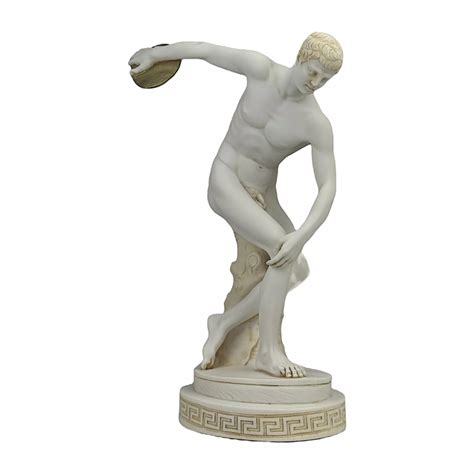 Discobolus Discus Thrower Nude Male Athlete Greek Roman Statue Sculpture Patina Greek Artworks