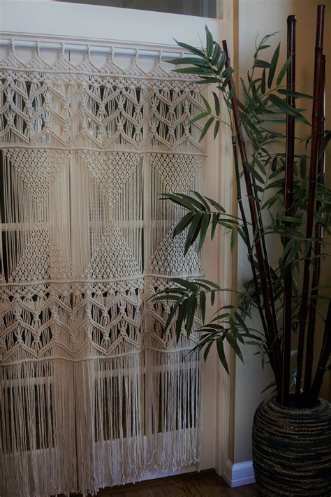 Makramee Gardine Große Boho Gewebte Wandbehang Fenster Etsy de