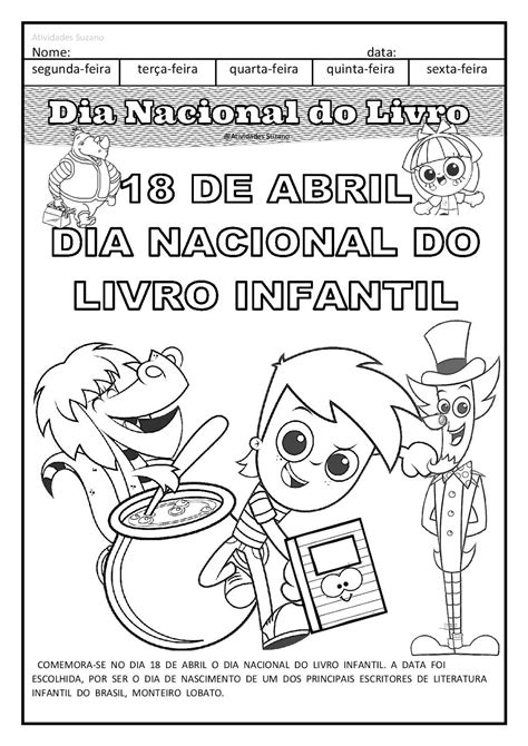 Dia Nacional Do Livro Infantil Para Colorir BRAINCP