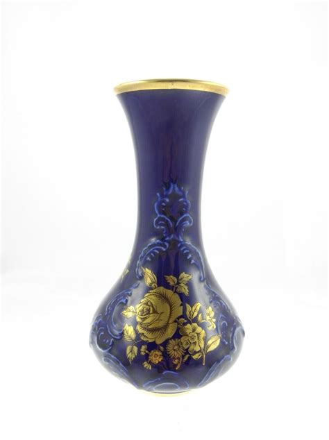 Royal Porzellan Bavaria Kpm Germany Handarbeit Echt Cobalt Vase Gold