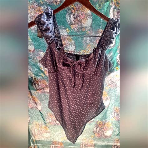 Wild Fable Tops Wild Fable Bodysuit Blue White Flowers Poshmark