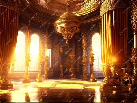 Premium AI Image | realistic fantasy interior of the royal palace golden palace castle interior