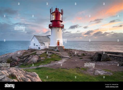 Sunset at Lindesnes Lighthouse, Lindesnes, Norway Stock Photo - Alamy