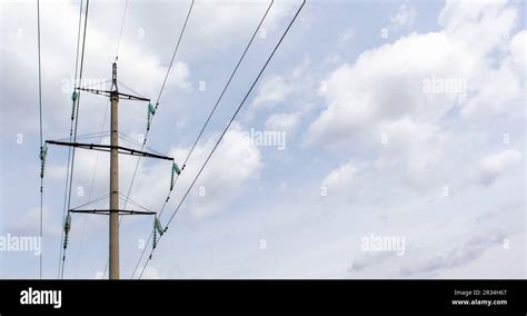 High Voltage Electrical Tower Against The Sky High Voltage Power Lines