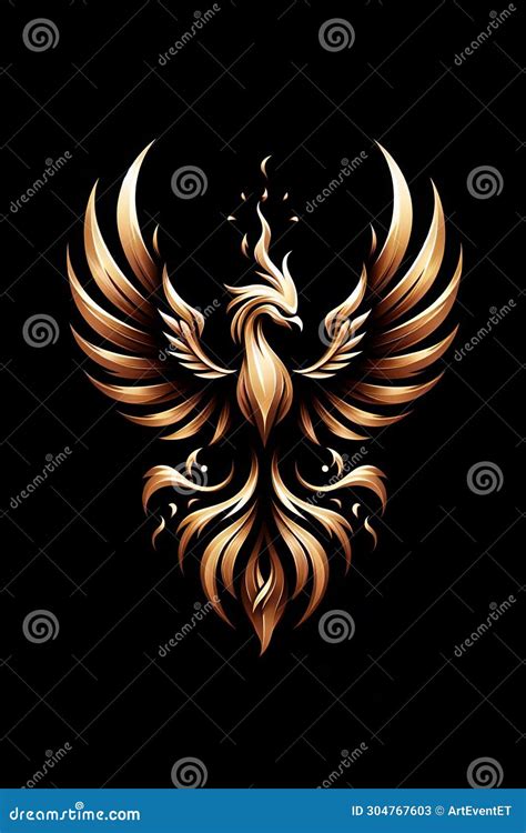 Burning Bird Phoenix Rising Form Flames And Fire Stock Illustration