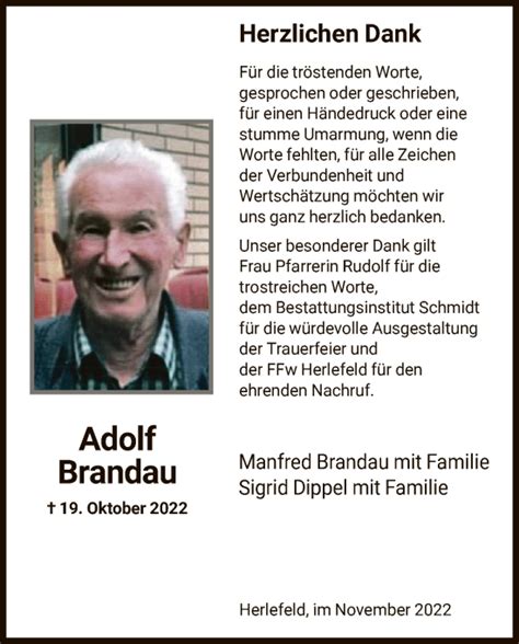 Traueranzeigen Von Adolf Brandau Trauer HNA De