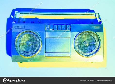 Blue Toned Picture Retro Boombox Blue Background Stock Photo by ...