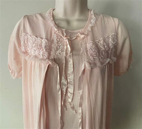 S Pink Peignoir Set Two Piece Lingerie Set Petite Gem