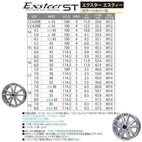 HOT STUFF ホットスタッフ エクスター ST インチ J PCD 穴 シルバー 本セット 沖縄離島は発送不可 ES トータルクリエイト 通販