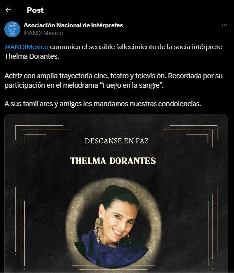 Fallece A Los A Os La Actriz Thelma Dorantes Campeche Hoy