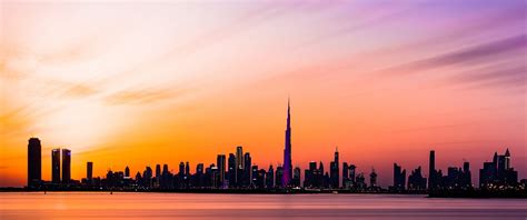 Dubai City Wallpaper 4K, Burj Khalifa, Skyline, Silhouette