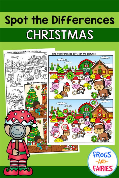 Spot The Differences Christmas Visual Perception Frogs And Fairies