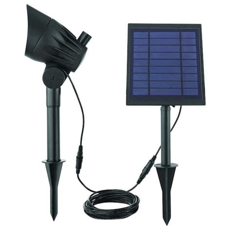 Hampton Bay 150 300 Lumens Black LED High Low Metal Outdoor Solar