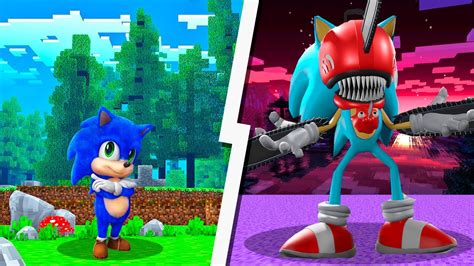 MINECRAFT Pero ME TRANSFORMO EN MEGA CHAINSAW SONIC LA PELICULA SONIC