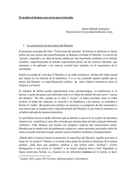 Scataglini M G Kelsen Un modelo para el teórico del derecho El