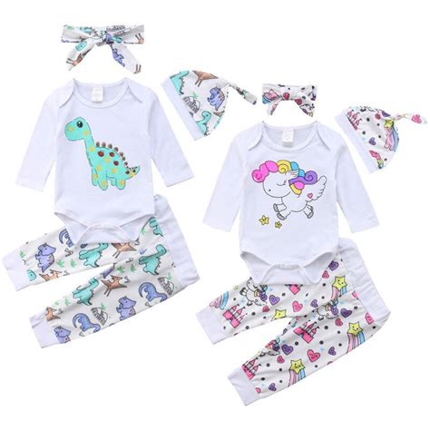 Reci N Nacido Beb Ni A Unicornio Dinosaurio Patr N Ropa Conjunto Ni O