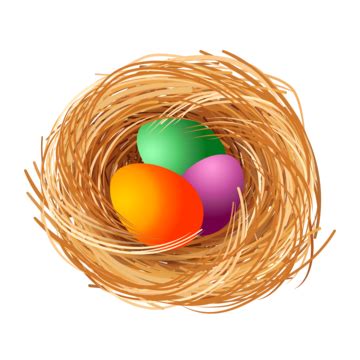 Happy Easter Illustration With 3d Colorful Eggs In A Basket Nest